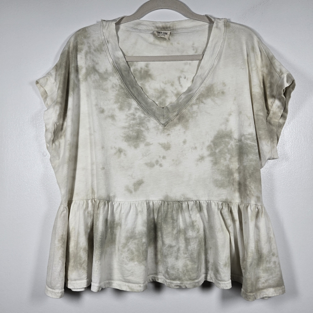 Peach Love California Tie Dye Oversized Babydoll Peplum Top Size Small